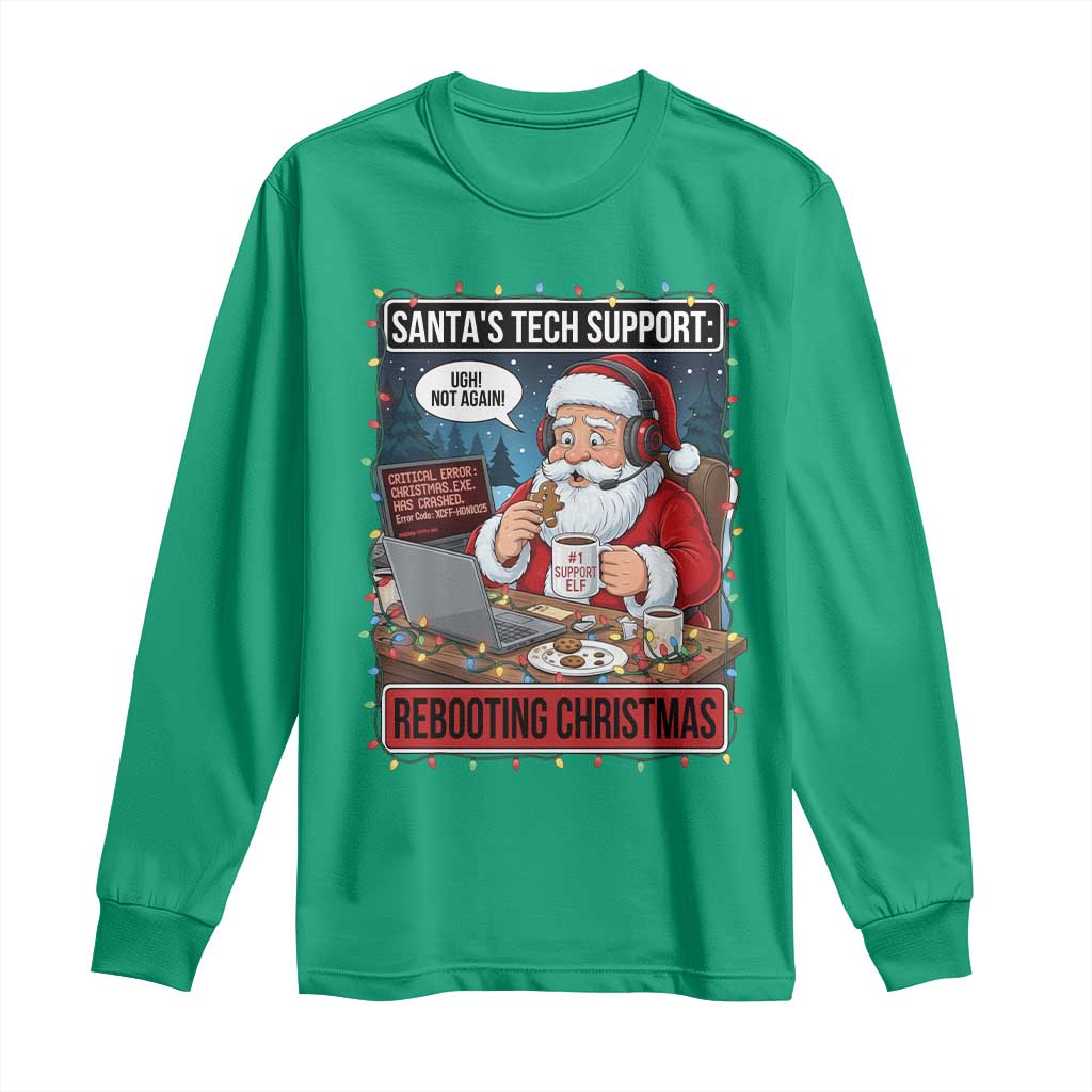 Funny Santa Tech Support Christmas Long Sleeve Shirt Rebooting Christmas Geek Humor Gift - Wonder Print Shop