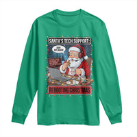 Funny Santa Tech Support Christmas Long Sleeve Shirt Rebooting Christmas Geek Humor Gift - Wonder Print Shop