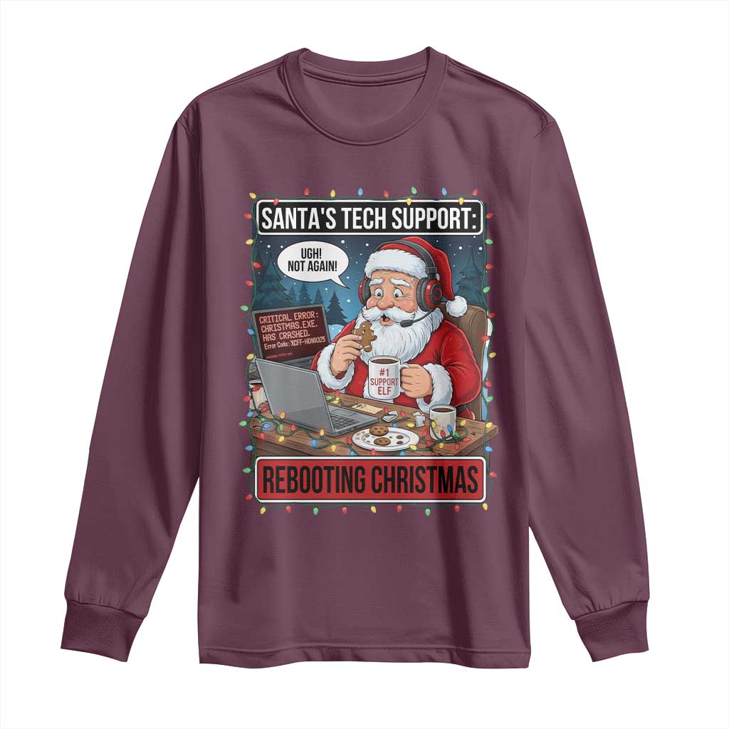 Funny Santa Tech Support Christmas Long Sleeve Shirt Rebooting Christmas Geek Humor Gift - Wonder Print Shop