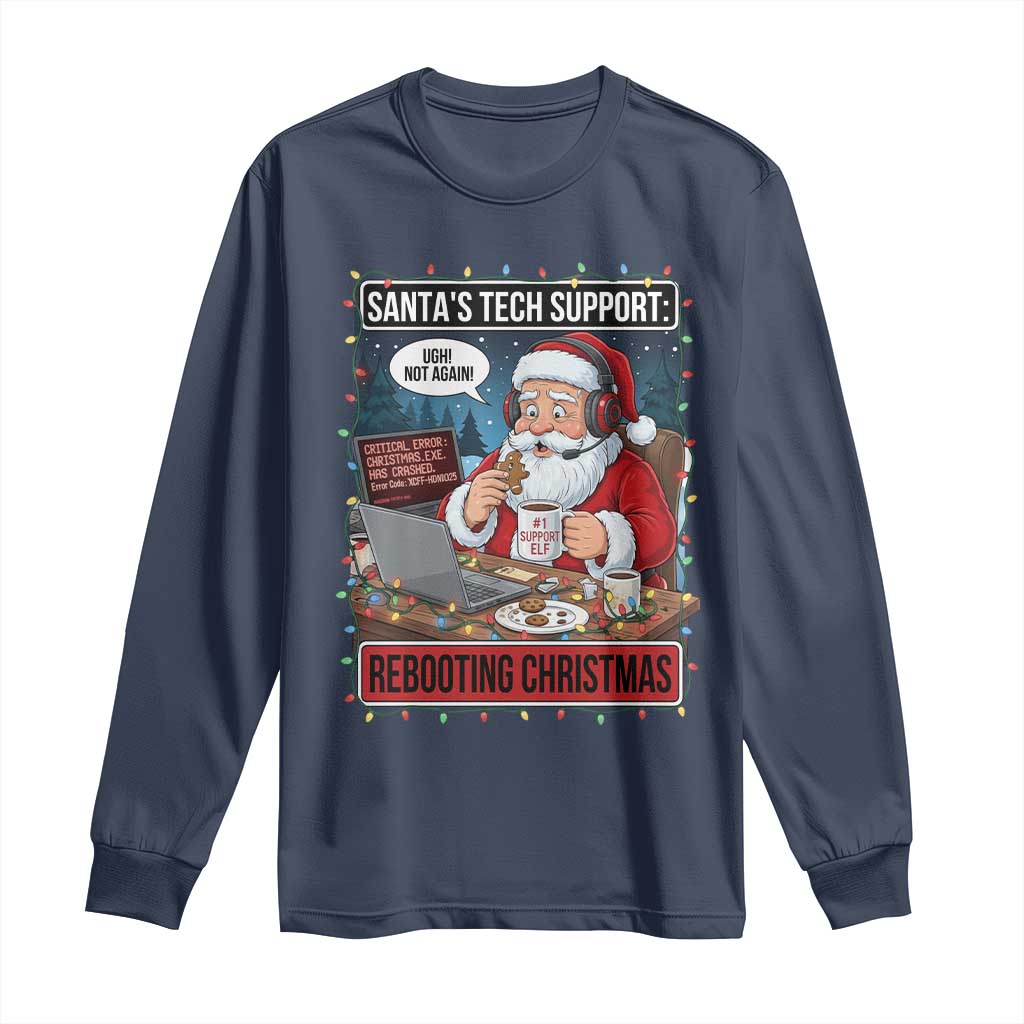 Funny Santa Tech Support Christmas Long Sleeve Shirt Rebooting Christmas Geek Humor Gift - Wonder Print Shop