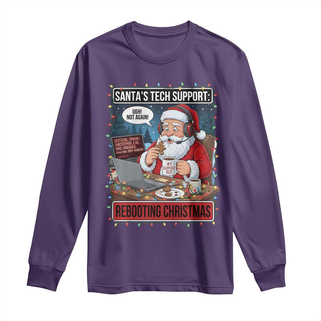 Funny Santa Tech Support Christmas Long Sleeve Shirt Rebooting Christmas Geek Humor Gift - Wonder Print Shop