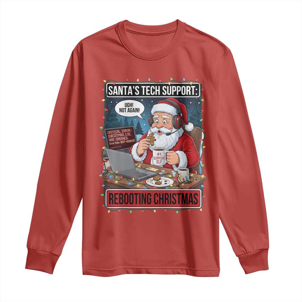 Funny Santa Tech Support Christmas Long Sleeve Shirt Rebooting Christmas Geek Humor Gift - Wonder Print Shop