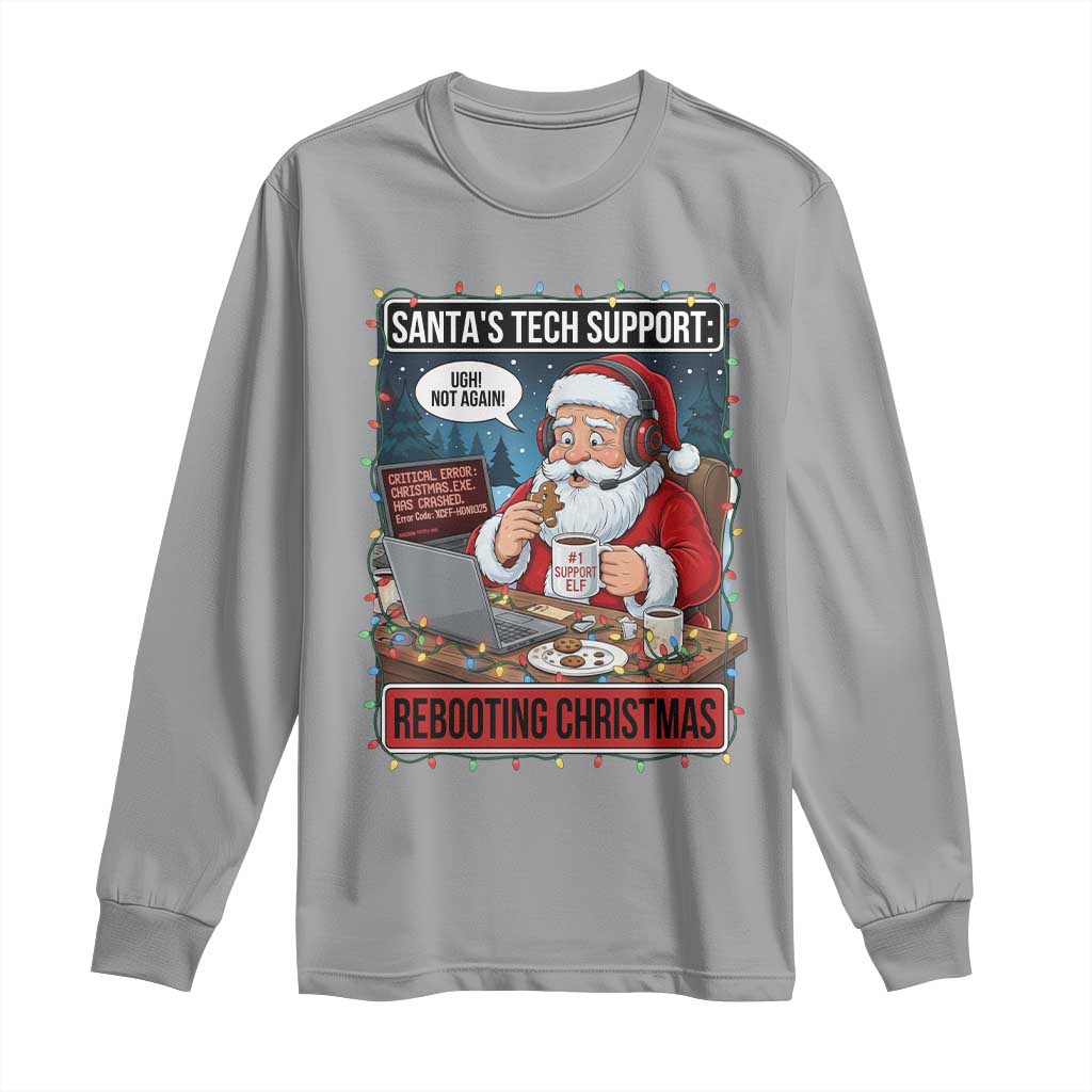 Funny Santa Tech Support Christmas Long Sleeve Shirt Rebooting Christmas Geek Humor Gift - Wonder Print Shop