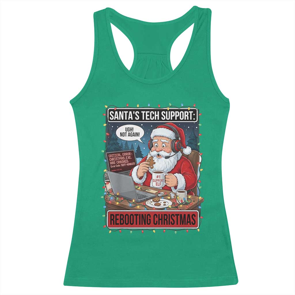 Funny Santa Tech Support Christmas Racerback Tank Top Rebooting Christmas Geek Humor Gift - Wonder Print Shop