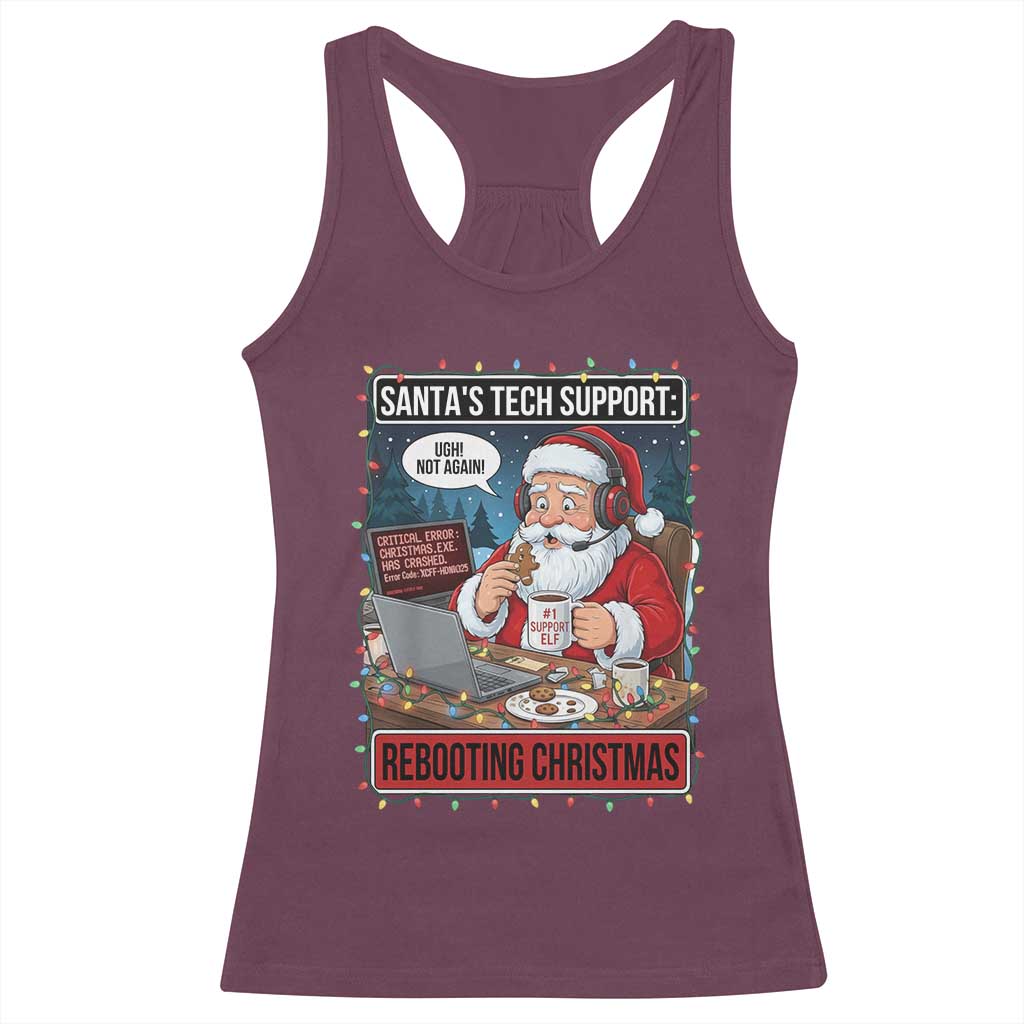 Funny Santa Tech Support Christmas Racerback Tank Top Rebooting Christmas Geek Humor Gift - Wonder Print Shop