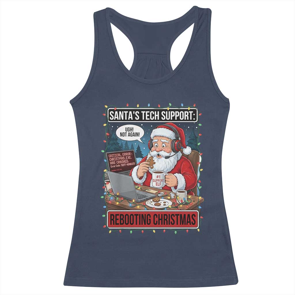 Funny Santa Tech Support Christmas Racerback Tank Top Rebooting Christmas Geek Humor Gift - Wonder Print Shop