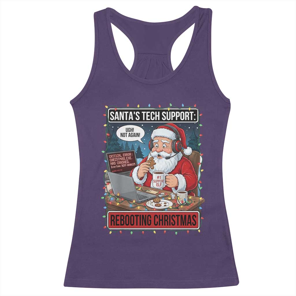 Funny Santa Tech Support Christmas Racerback Tank Top Rebooting Christmas Geek Humor Gift - Wonder Print Shop