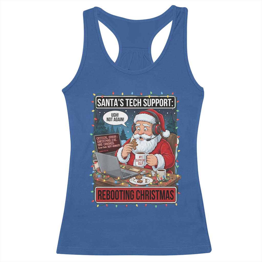 Funny Santa Tech Support Christmas Racerback Tank Top Rebooting Christmas Geek Humor Gift - Wonder Print Shop