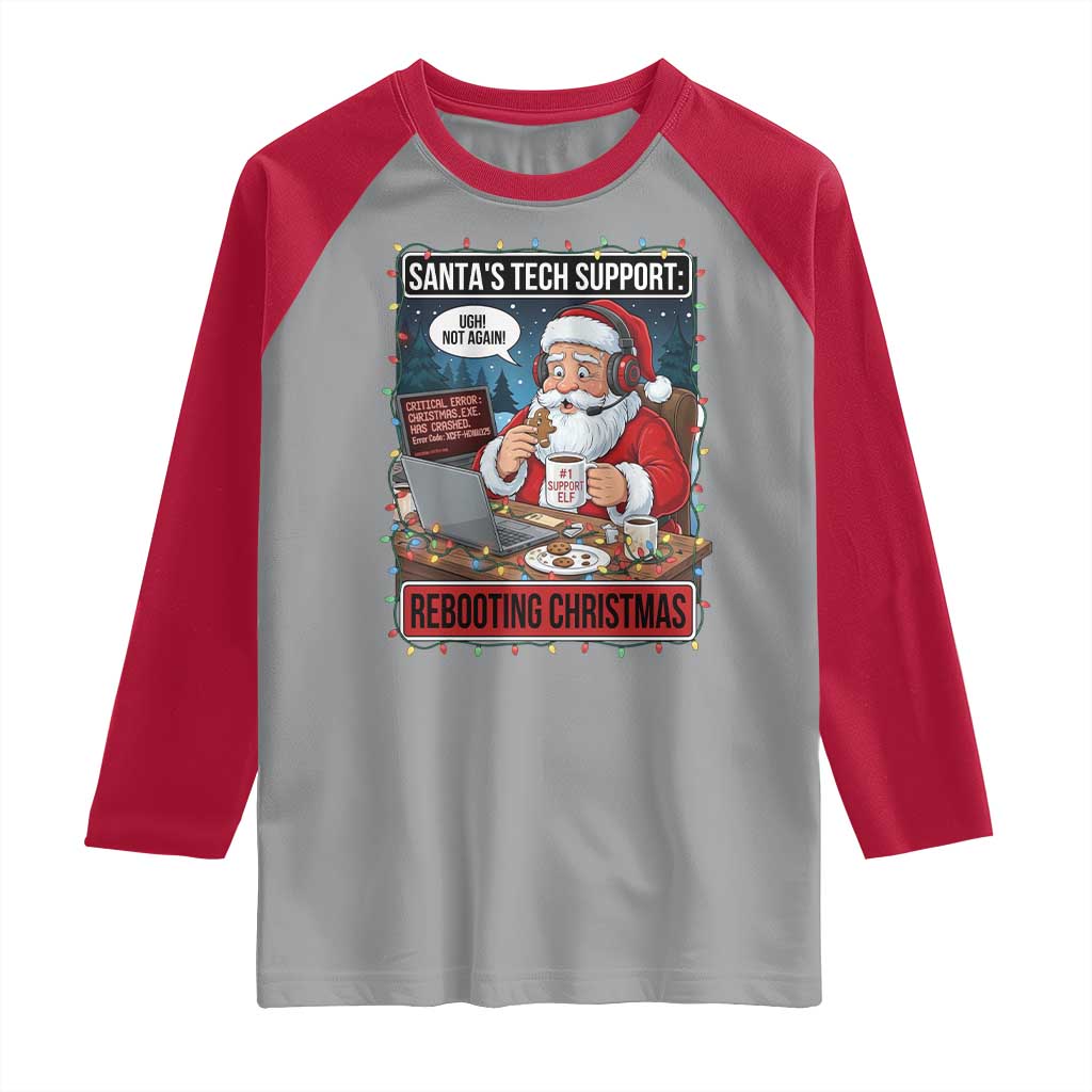 Funny Santa Tech Support Christmas Raglan Shirt Rebooting Christmas Geek Humor Gift - Wonder Print Shop
