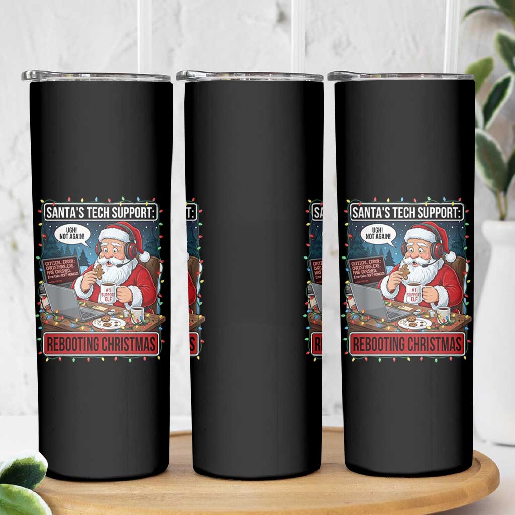 Funny Santa Tech Support Christmas Skinny Tumbler Rebooting Christmas Geek Humor Gift - Wonder Print Shop