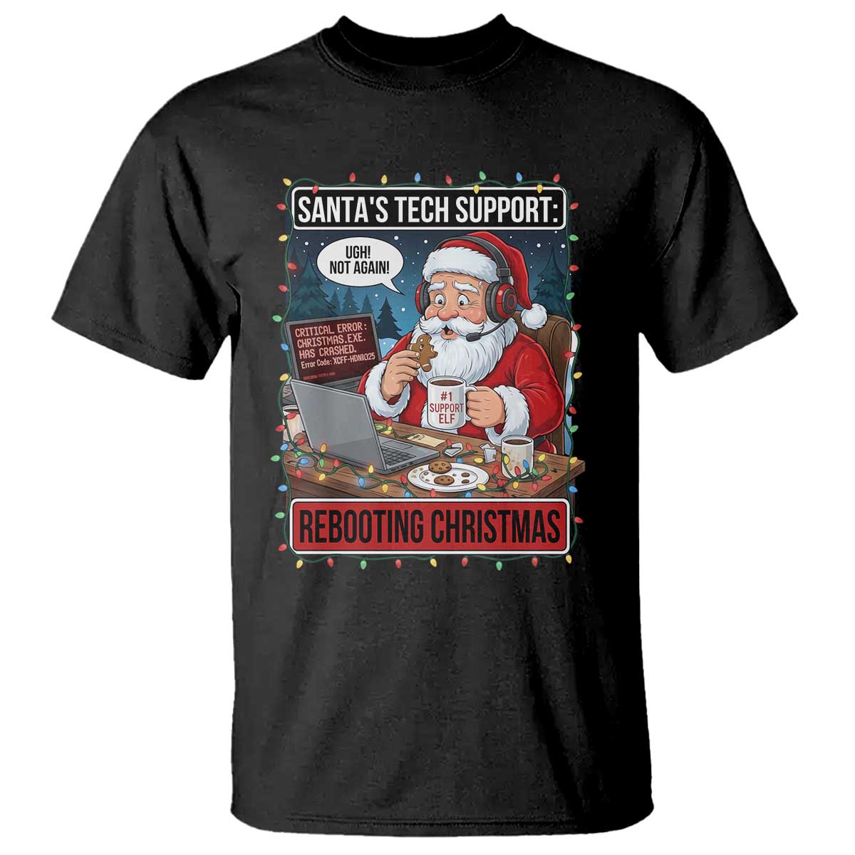 Funny Santa Tech Support Christmas T Shirt Rebooting Christmas Geek Humor Gift - Wonder Print Shop