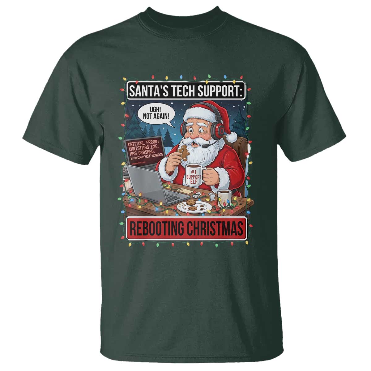 Funny Santa Tech Support Christmas T Shirt Rebooting Christmas Geek Humor Gift - Wonder Print Shop