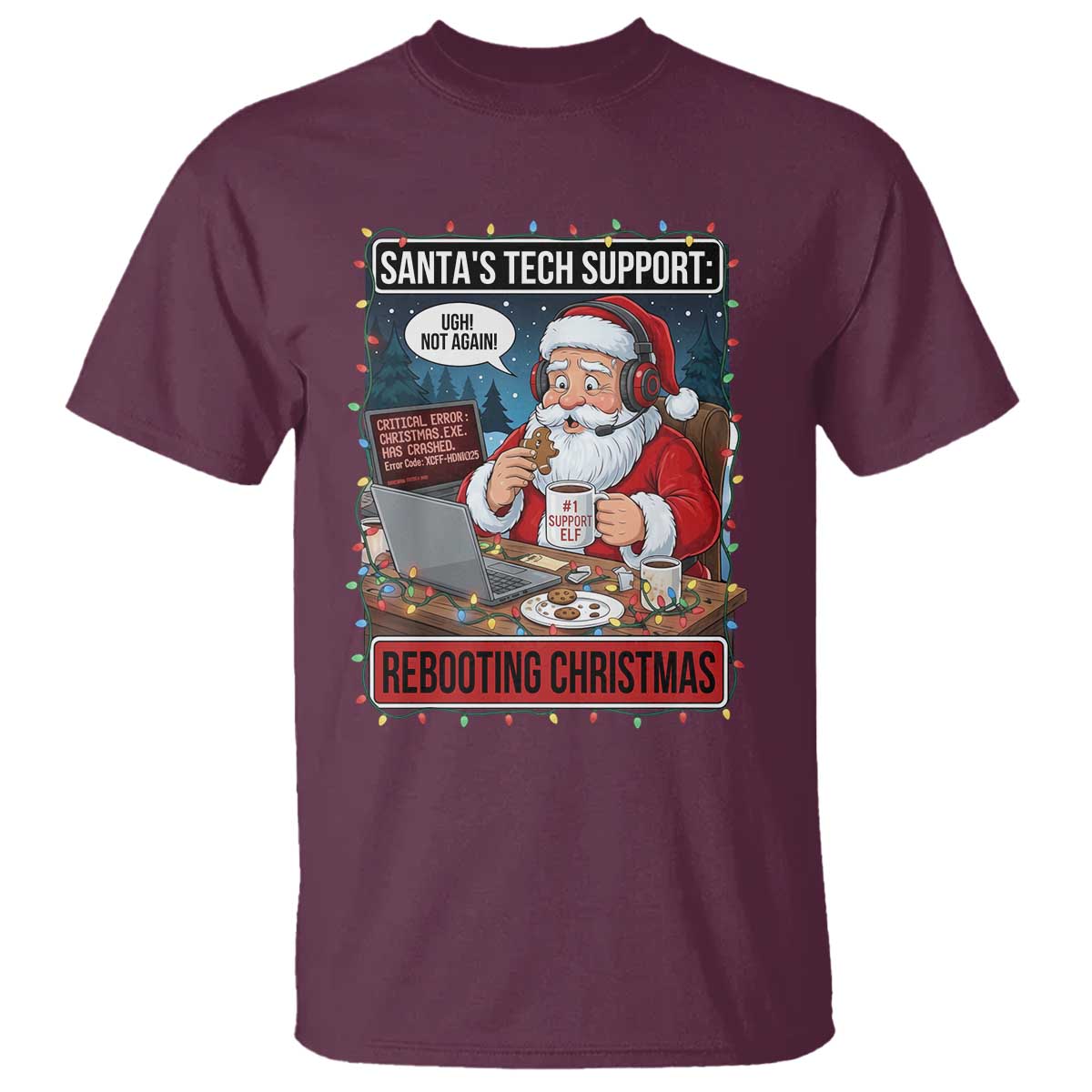 Funny Santa Tech Support Christmas T Shirt Rebooting Christmas Geek Humor Gift - Wonder Print Shop