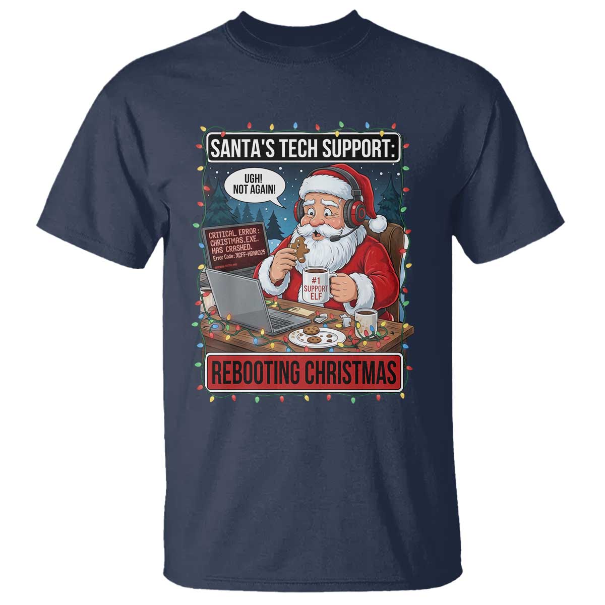 Funny Santa Tech Support Christmas T Shirt Rebooting Christmas Geek Humor Gift - Wonder Print Shop