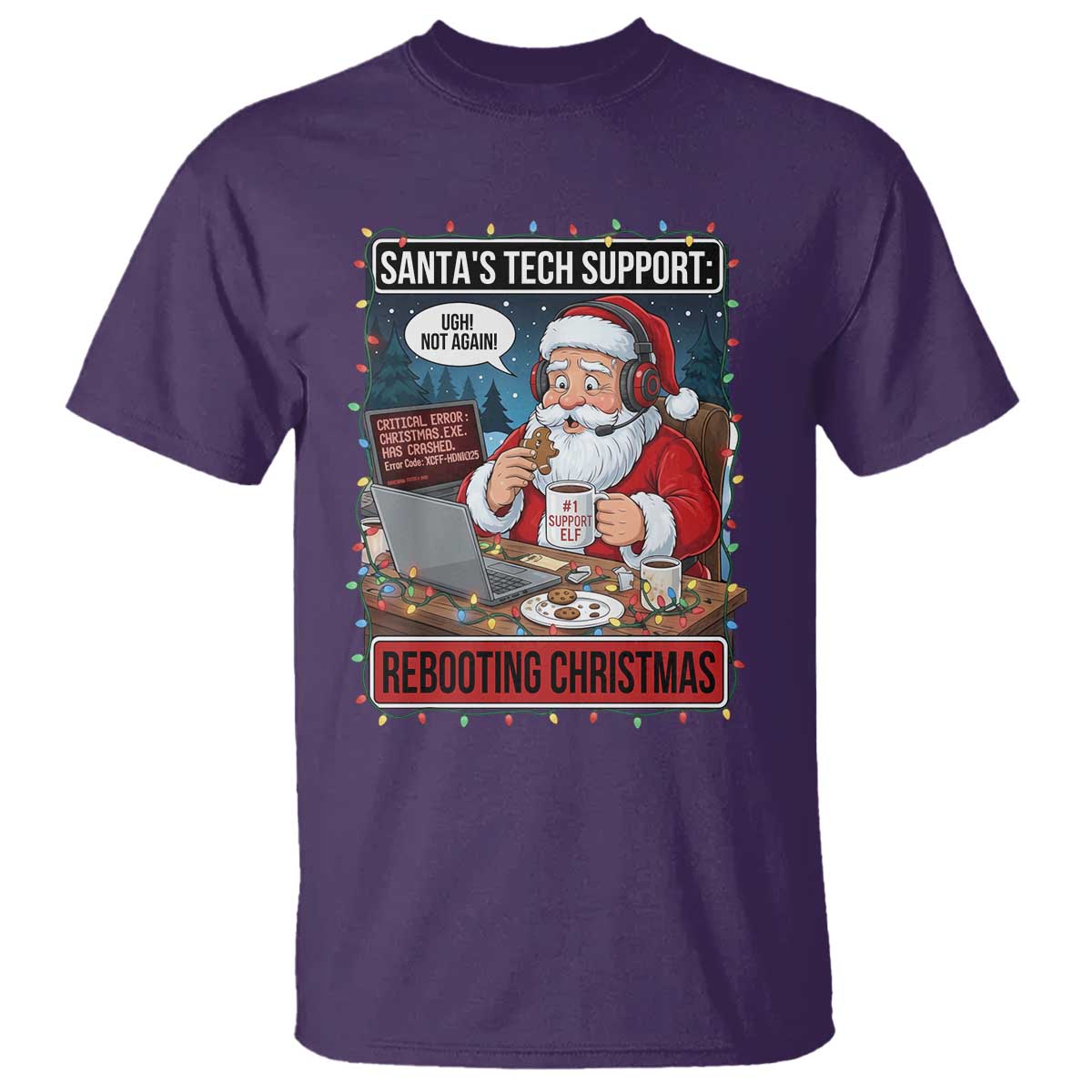 Funny Santa Tech Support Christmas T Shirt Rebooting Christmas Geek Humor Gift - Wonder Print Shop