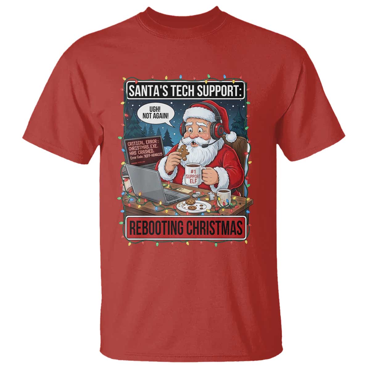 Funny Santa Tech Support Christmas T Shirt Rebooting Christmas Geek Humor Gift - Wonder Print Shop