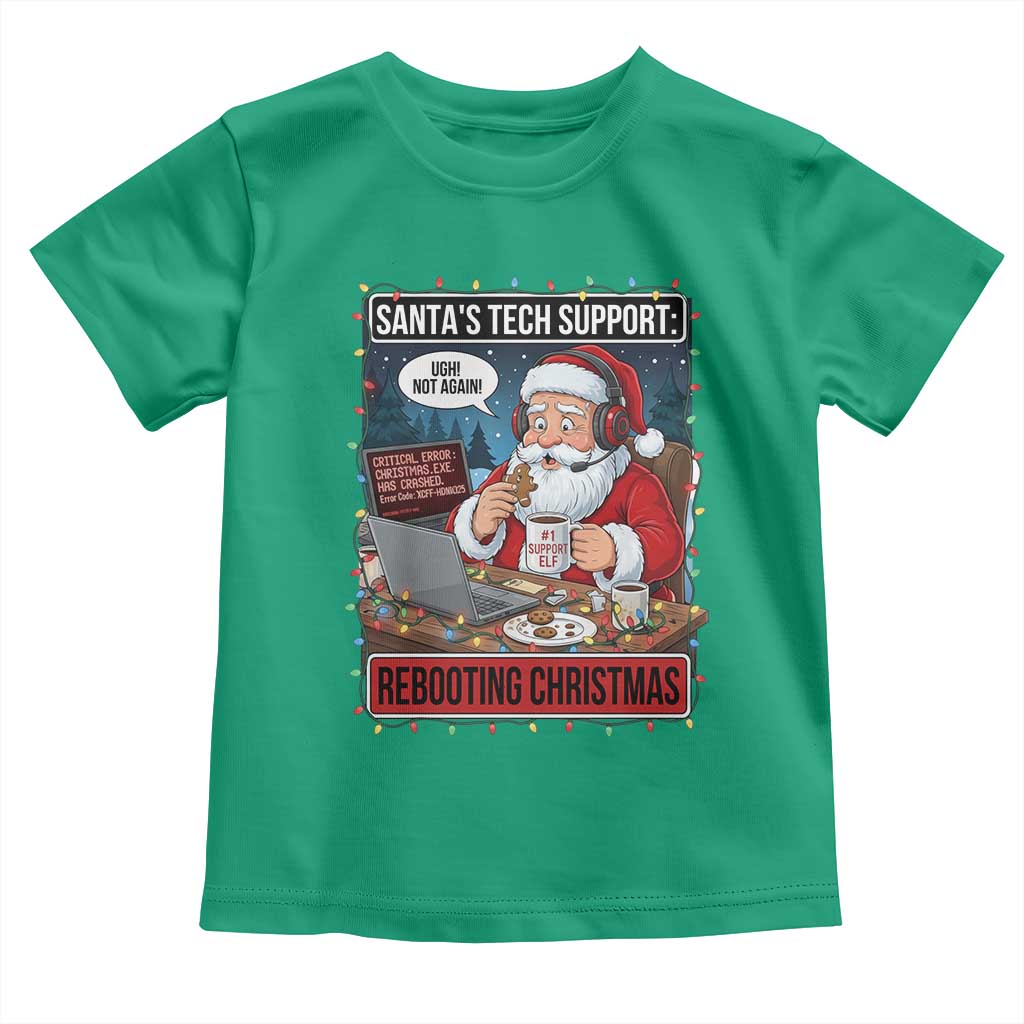 Funny Santa Tech Support Christmas Toddler T Shirt Rebooting Christmas Geek Humor Gift - Wonder Print Shop