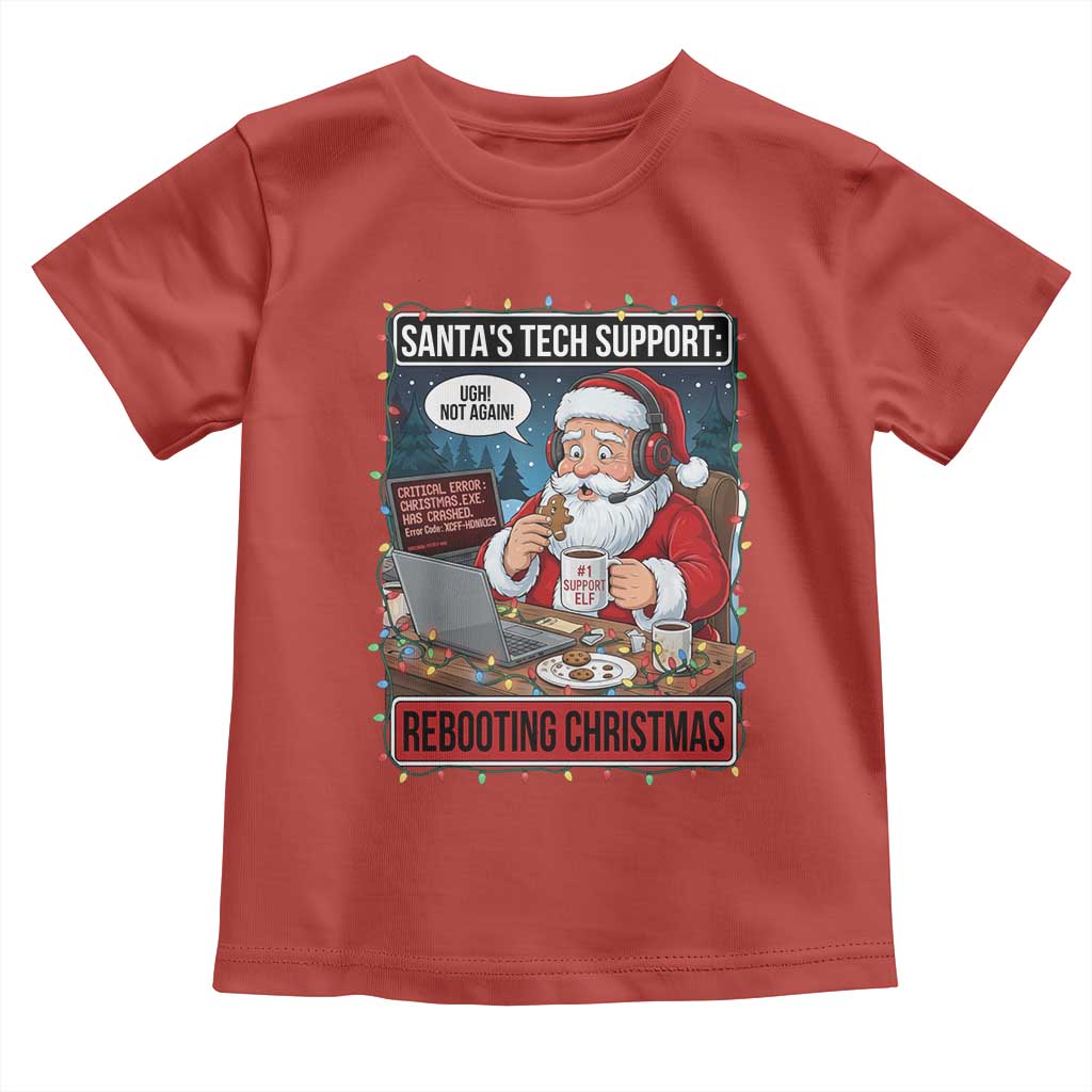 Funny Santa Tech Support Christmas Toddler T Shirt Rebooting Christmas Geek Humor Gift - Wonder Print Shop