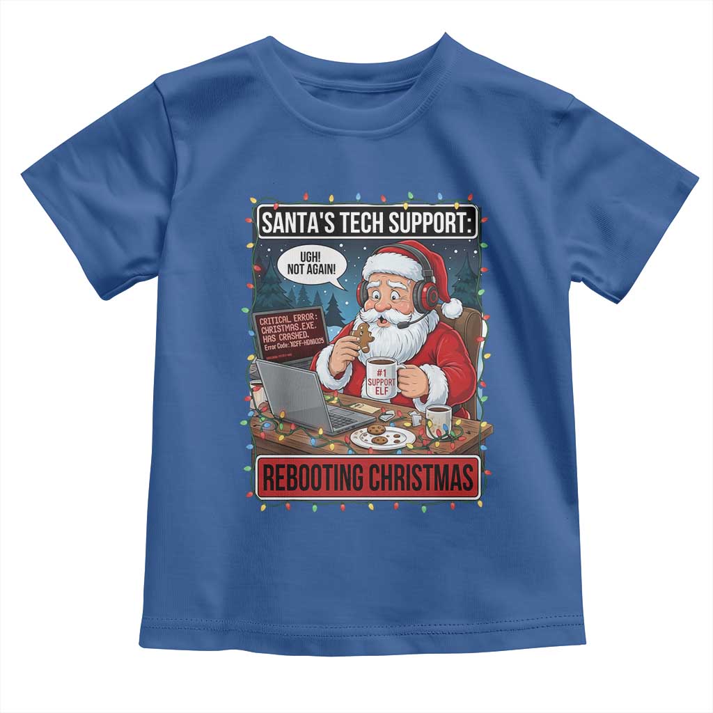 Funny Santa Tech Support Christmas Toddler T Shirt Rebooting Christmas Geek Humor Gift - Wonder Print Shop