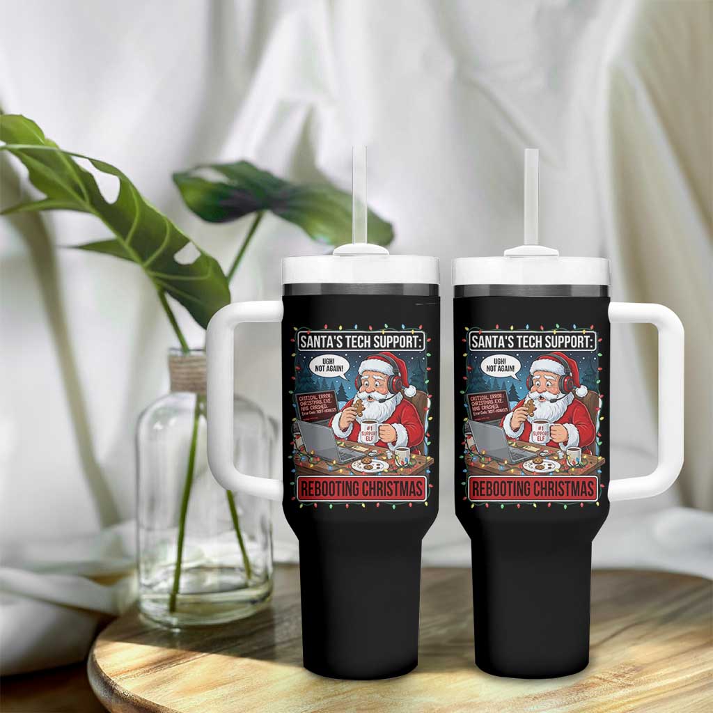 Funny Santa Tech Support Christmas Tumbler With Handle Rebooting Christmas Geek Humor Gift - Wonder Print Shop