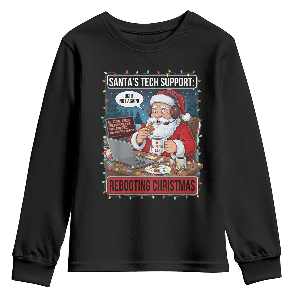Funny Santa Tech Support Christmas Youth Sweatshirt Rebooting Christmas Geek Humor Gift - Wonder Print Shop