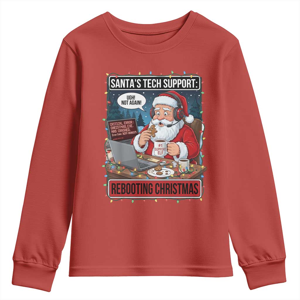 Funny Santa Tech Support Christmas Youth Sweatshirt Rebooting Christmas Geek Humor Gift - Wonder Print Shop