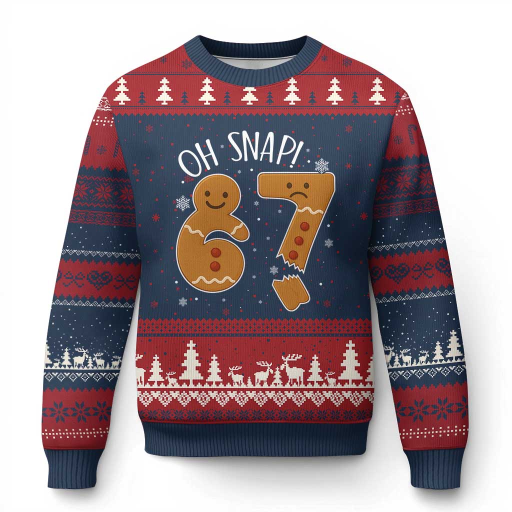 Oh Snap 67 Gingerbread Meme Ugly Christmas Sweater Broken Cookie Six Seven Holiday Gag Xmas Vibes - Wonder Print Shop