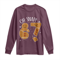 Oh Snap 67 Gingerbread Meme Long Sleeve Shirt Broken Cookie Six Seven Holiday Gag Christmas Vibes - Wonder Print Shop