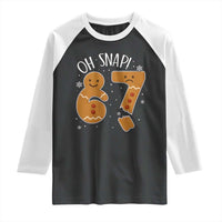 Oh Snap 67 Gingerbread Meme Raglan Shirt Broken Cookie Six Seven Holiday Gag Christmas Vibes - Wonder Print Shop