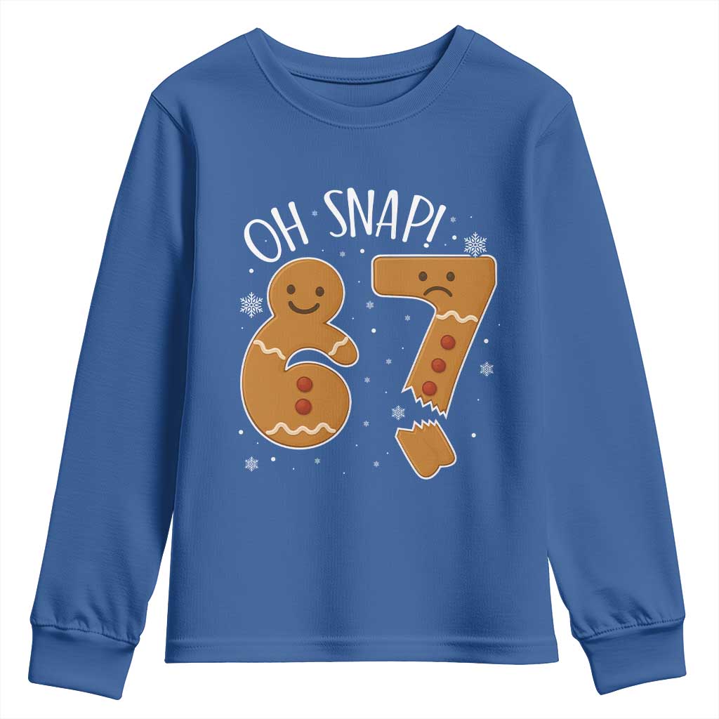 Oh Snap 67 Gingerbread Meme Youth Sweatshirt Broken Cookie Six Seven Holiday Gag Christmas Vibes - Wonder Print Shop