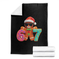 Funny 67 Meme Gingerbread Donut Throw Blanket Cool Christmas Cookie Six Seven Santa Hat Sprinkles - Wonder Print Shop
