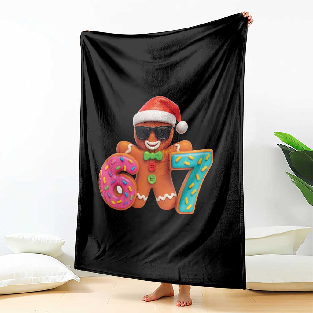 Funny 67 Meme Gingerbread Donut Throw Blanket Cool Christmas Cookie Six Seven Santa Hat Sprinkles - Wonder Print Shop