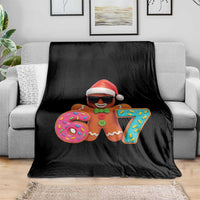 Funny 67 Meme Gingerbread Donut Throw Blanket Cool Christmas Cookie Six Seven Santa Hat Sprinkles - Wonder Print Shop