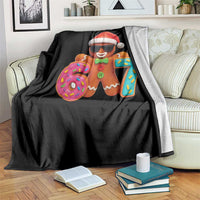Funny 67 Meme Gingerbread Donut Throw Blanket Cool Christmas Cookie Six Seven Santa Hat Sprinkles - Wonder Print Shop