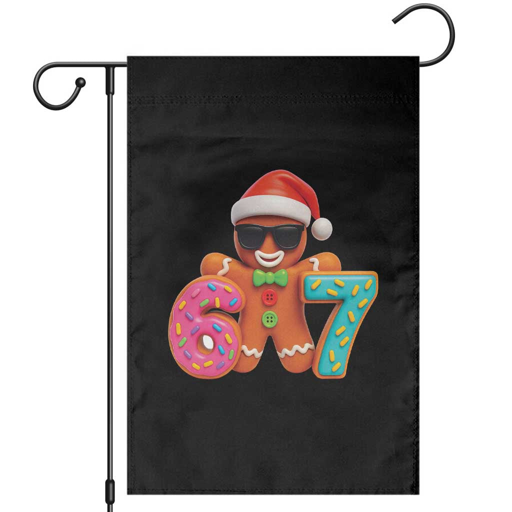 Funny 67 Meme Gingerbread Donut Garden Flag Cool Christmas Cookie Six Seven Santa Hat Sprinkles - Wonder Print Shop