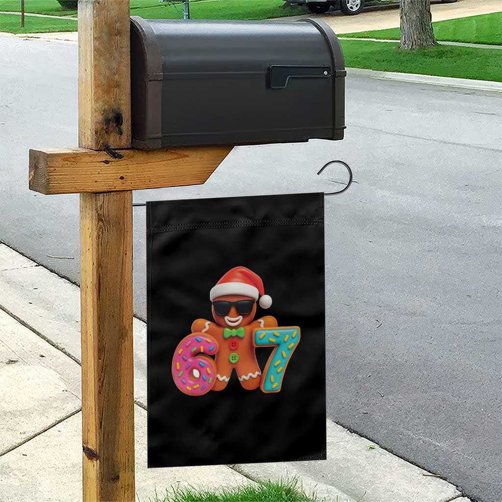 Funny 67 Meme Gingerbread Donut Garden Flag Cool Christmas Cookie Six Seven Santa Hat Sprinkles - Wonder Print Shop