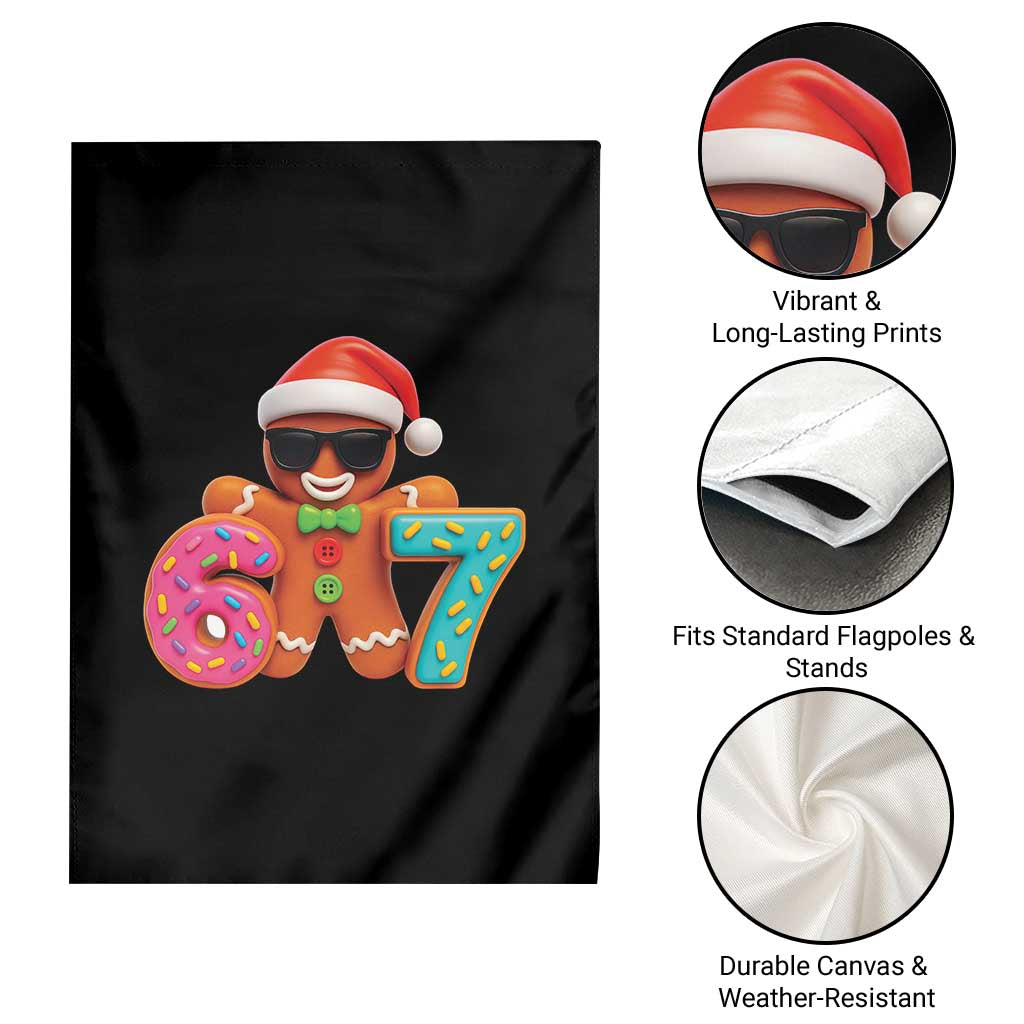 Funny 67 Meme Gingerbread Donut Garden Flag Cool Christmas Cookie Six Seven Santa Hat Sprinkles - Wonder Print Shop