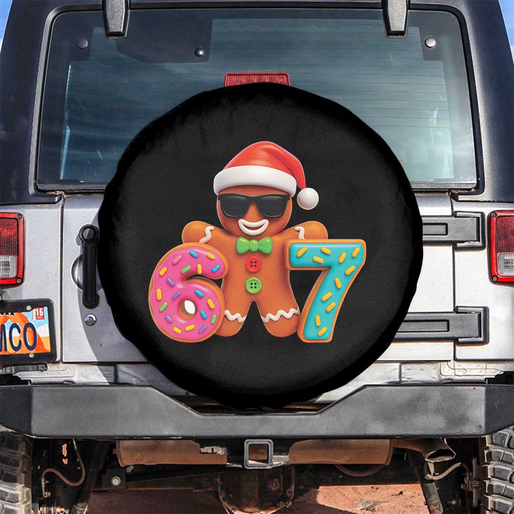 Funny 67 Meme Gingerbread Donut Spare Tire Cover Cool Christmas Cookie Six Seven Santa Hat Sprinkles - Wonder Print Shop