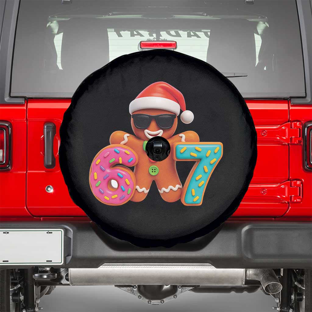 Funny 67 Meme Gingerbread Donut Spare Tire Cover Cool Christmas Cookie Six Seven Santa Hat Sprinkles - Wonder Print Shop