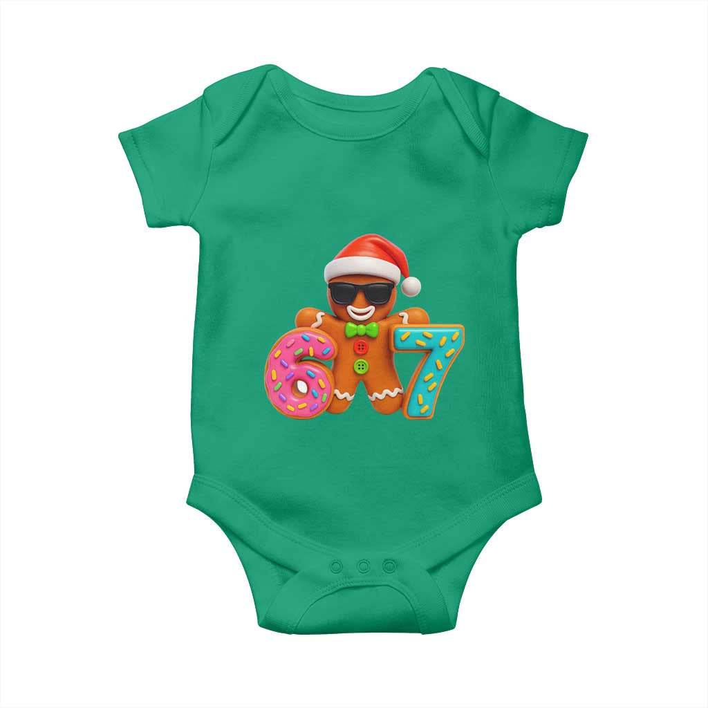 Funny 67 Meme Gingerbread Donut Baby Onesie Cool Christmas Cookie Six Seven Santa Hat Sprinkles - Wonder Print Shop