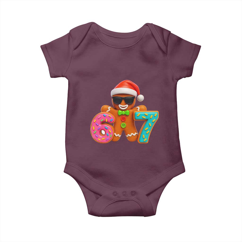 Funny 67 Meme Gingerbread Donut Baby Onesie Cool Christmas Cookie Six Seven Santa Hat Sprinkles - Wonder Print Shop