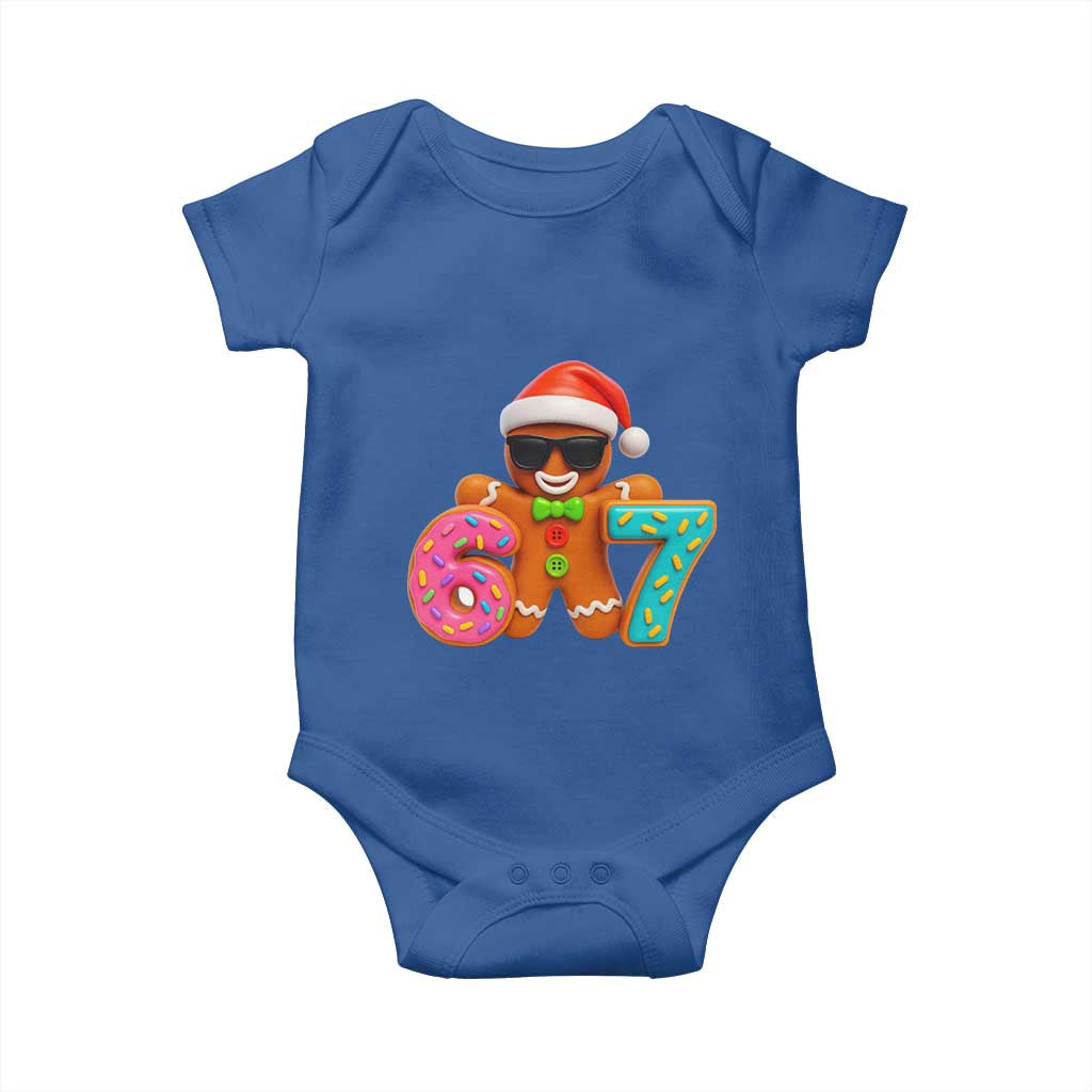 Funny 67 Meme Gingerbread Donut Baby Onesie Cool Christmas Cookie Six Seven Santa Hat Sprinkles - Wonder Print Shop