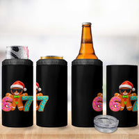 Funny 67 Meme Gingerbread Donut 4 in 1 Can Cooler Tumbler Cool Christmas Cookie Six Seven Santa Hat Sprinkles - Wonder Print Shop