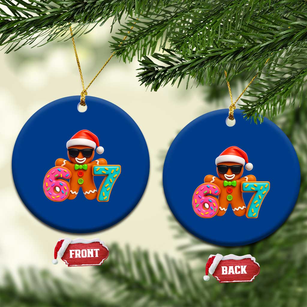 Funny 67 Meme Gingerbread Donut Ceramic Ornament Cool Christmas Cookie Six Seven Santa Hat Sprinkles - Wonder Print Shop