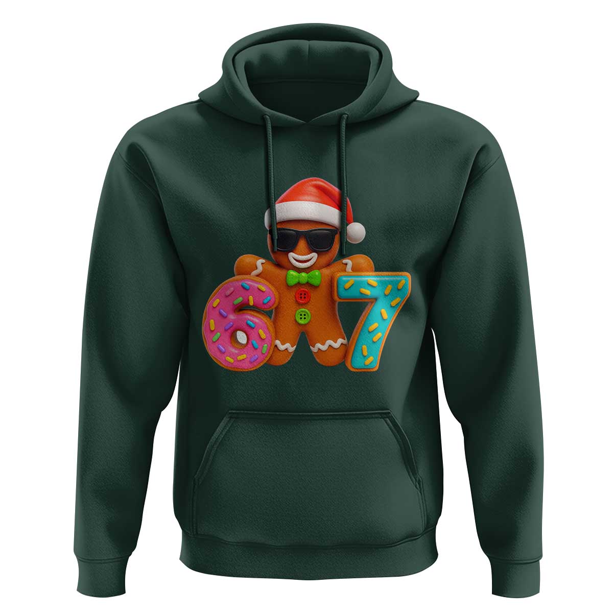 Funny 67 Meme Gingerbread Donut Hoodie Cool Christmas Cookie Six Seven Santa Hat Sprinkles - Wonder Print Shop