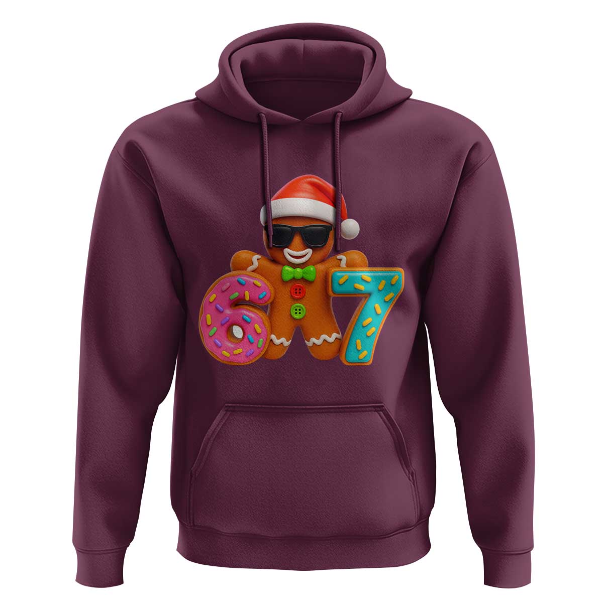 Funny 67 Meme Gingerbread Donut Hoodie Cool Christmas Cookie Six Seven Santa Hat Sprinkles - Wonder Print Shop