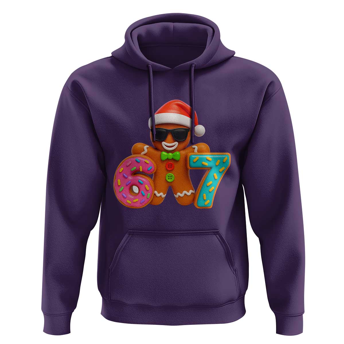 Funny 67 Meme Gingerbread Donut Hoodie Cool Christmas Cookie Six Seven Santa Hat Sprinkles - Wonder Print Shop