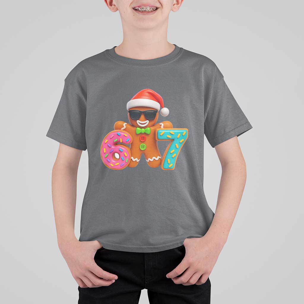 Funny 67 Meme Gingerbread Donut T Shirt For Kid Cool Christmas Cookie Six Seven Santa Hat Sprinkles - Wonder Print Shop