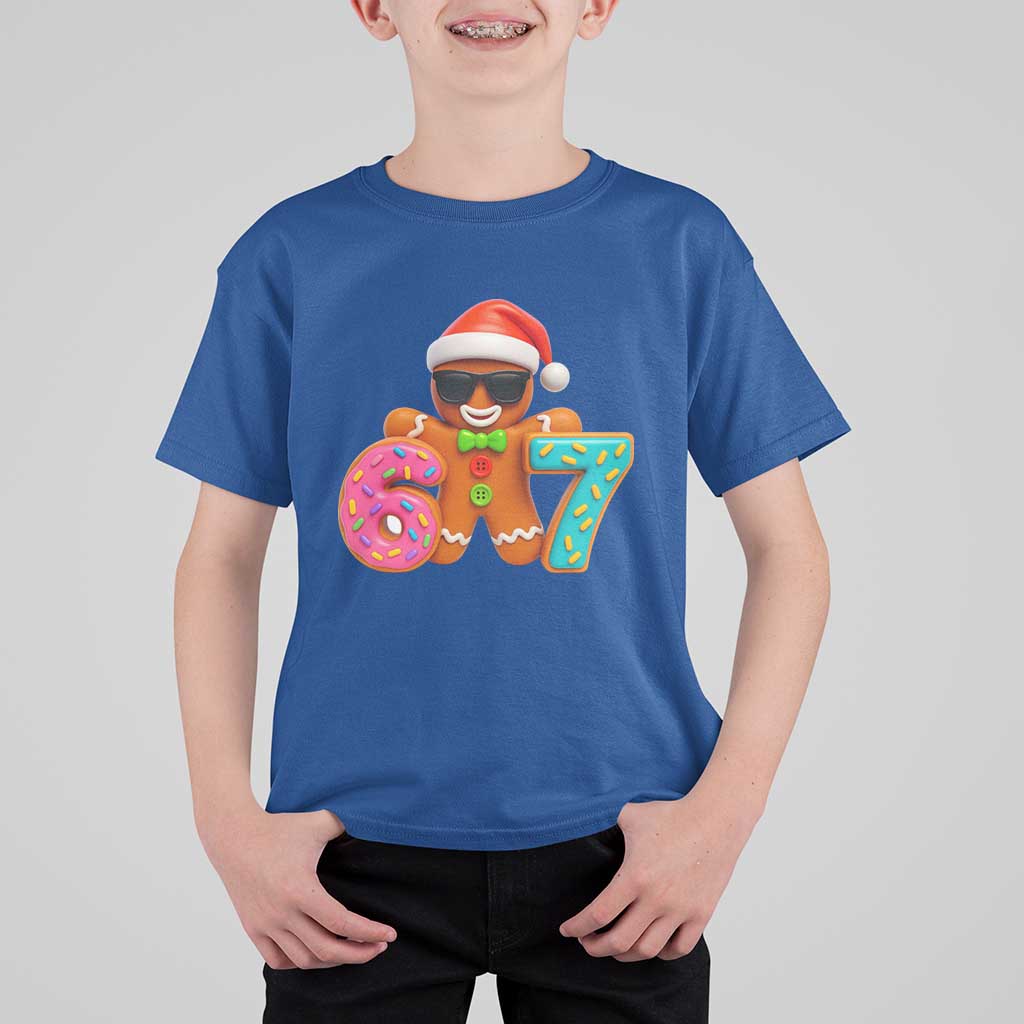 Funny 67 Meme Gingerbread Donut T Shirt For Kid Cool Christmas Cookie Six Seven Santa Hat Sprinkles - Wonder Print Shop