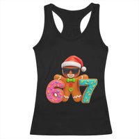 Funny 67 Meme Gingerbread Donut Racerback Tank Top Cool Christmas Cookie Six Seven Santa Hat Sprinkles - Wonder Print Shop